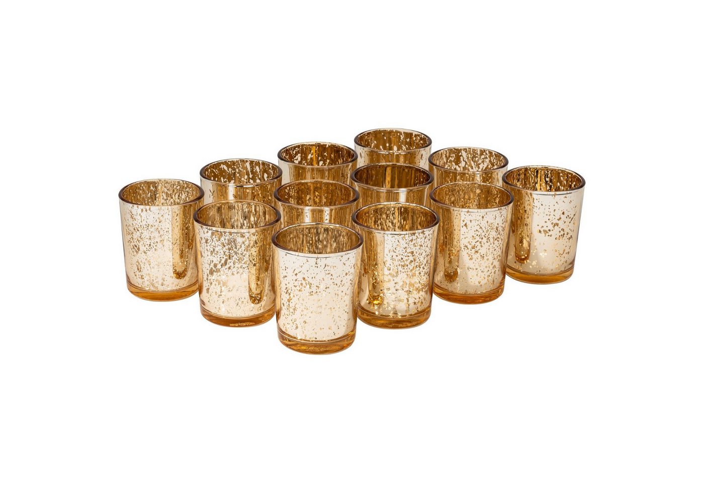 Kamelio Teelichthalter 12er Set Teelichtgläser gold Windlicht Tischdeko Weihnachten (12 St., 12) von Kamelio