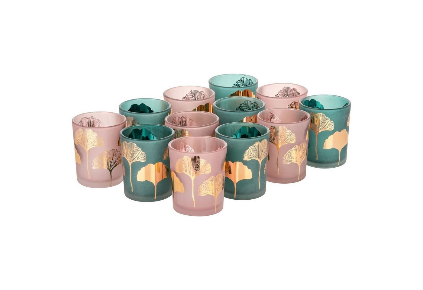 Kamelio Teelichthalter 12er Set Teelichtgläser rosa petrol Windlicht Tischdeko (12 St., 12) von Kamelio