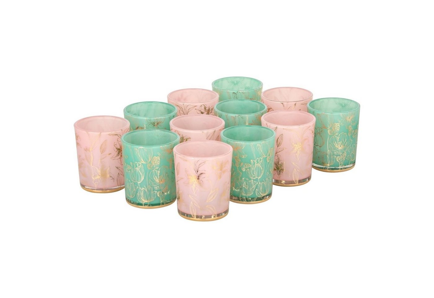 Kamelio Teelichthalter 12er Set Teelichtgläser rosa petrol Windlicht Tischdeko (12 St., 12) von Kamelio