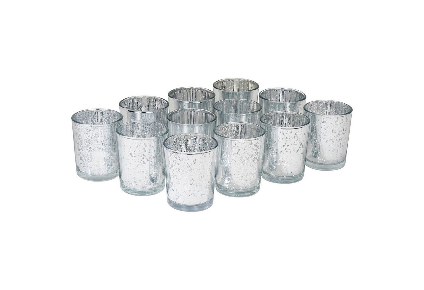 Kamelio Teelichthalter 12er Set Teelichtgläser silber Windlicht Tischdeko Glas (12 St., 12) von Kamelio