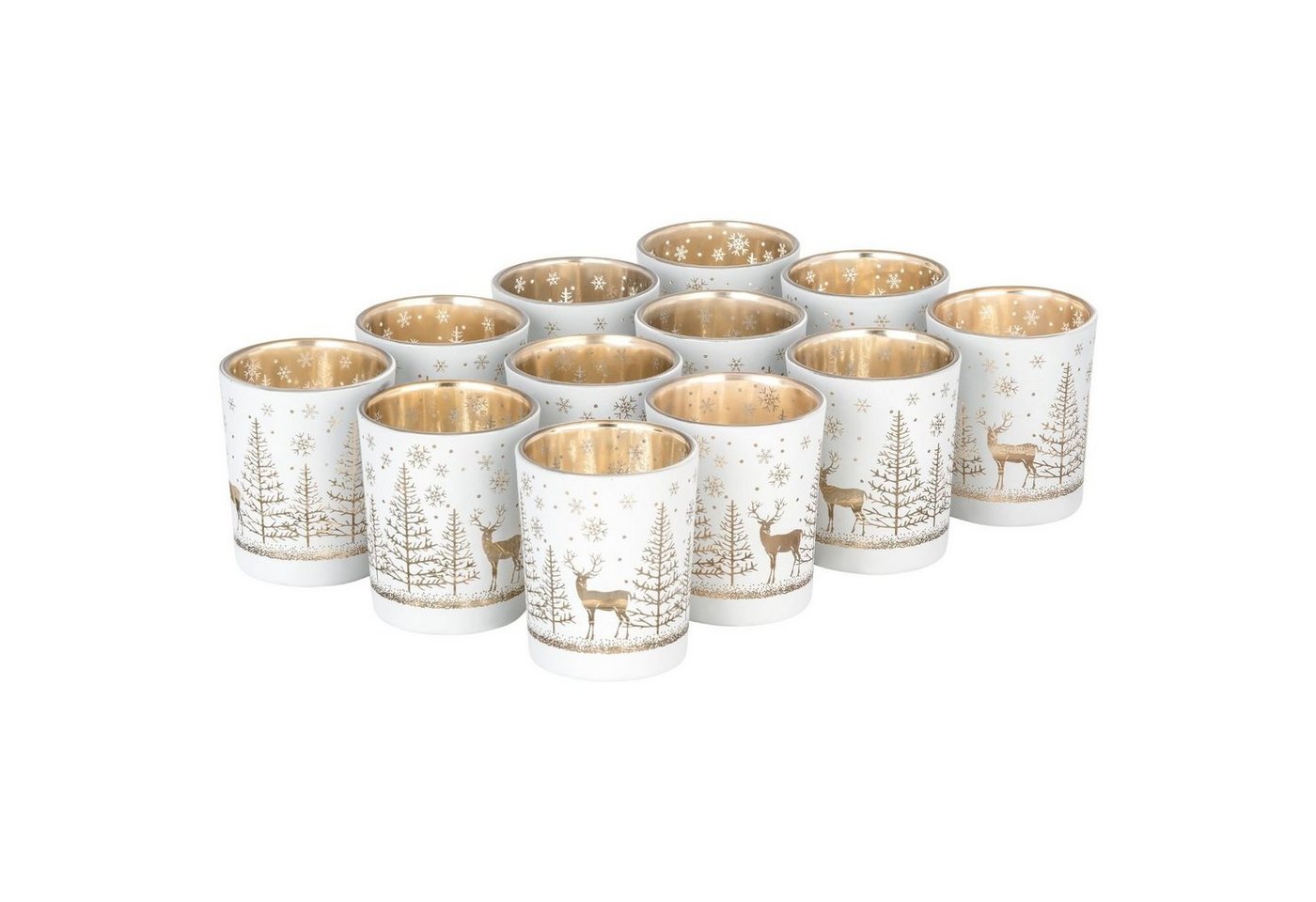 Kamelio Teelichthalter 12er Set Teelichtgläser weiß Windlicht Tischdeko Weihnachten (12 St., 12) von Kamelio