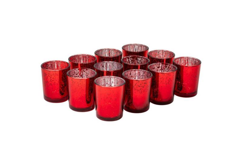 Kamelio Teelichthalter 12er Set Teelichthalter in rot Windlicht Teelichtgläser Tischdeko (12 St., 12) von Kamelio