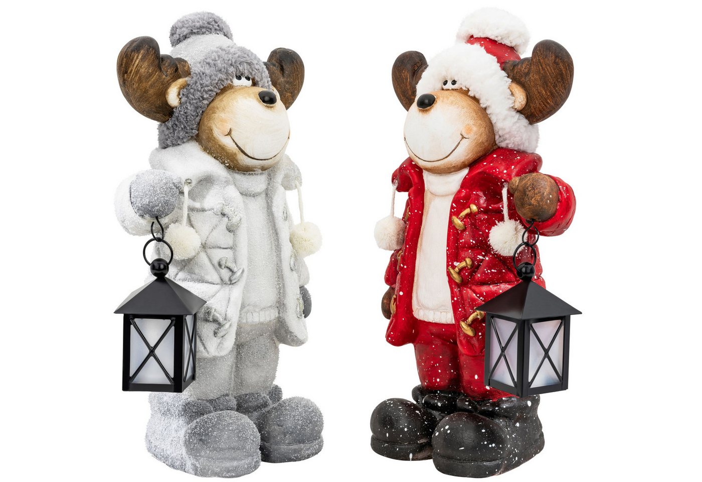 Kamelio Weihnachtsfigur 2er Set Weihnachtsdeko Schneemann Weihnachtsmann mit LED Laterne (2 St., 2 Stück) von Kamelio