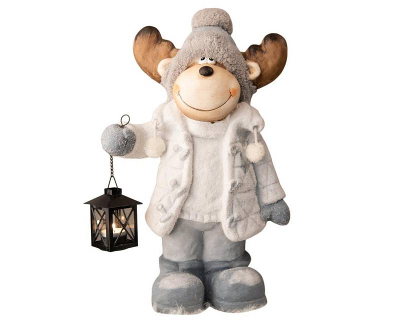 Kamelio Weihnachtsfigur Elch 40cm Weihnachtsdeko Figuren mit Laterne Weihnachtsfiguren von Kamelio
