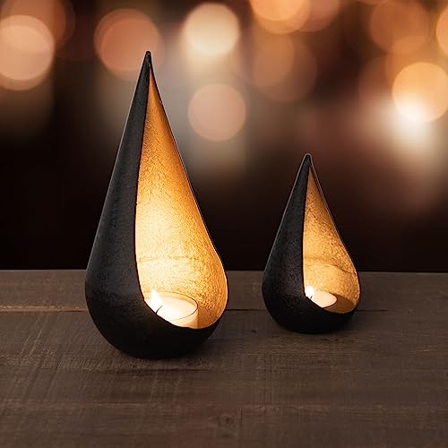 Teelichthalter Gold Metall Schwarz Orientalische Windlichter Kerzenhalter Windlicht Wohnzimmer Deko Gold Lichtschale Teelicht Schwarz Gold von Kamelio
