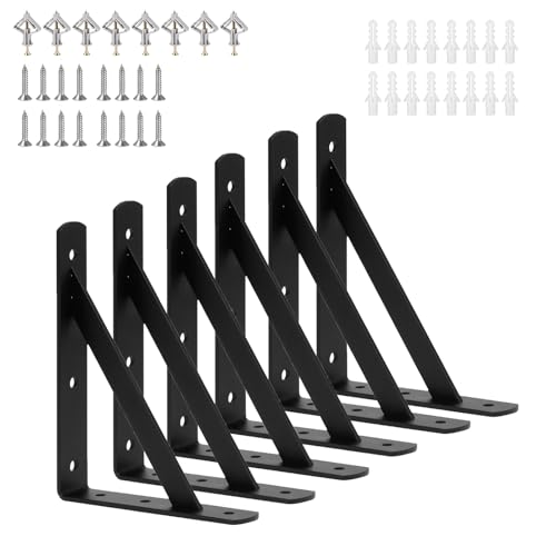 Regalhalterung 6 Stück I 200 x 120 mm I REGALTRÄGER mit SCHRAUBEN I Wandhalterung Regal Tragkraft 30 kg I Regalträger | Wandmontage Konsole (6 Stück) von Kamiaha