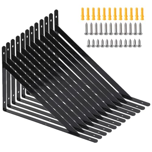 Schwerlastwinkel 12 Stück I 250 x 400 mm I Schwerlastkonsole REGALTRÄGER mit SCHRAUBEN I Wandhalterung Regal Tragkraft 100 kg I Regalträger | Wandmontage Konsole (12 Stück) von Kamiaha