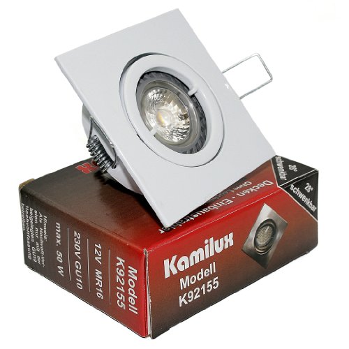 Kamilux 230V LED Decken Einbaustrahler in weiss, eckig quadratisch Quajo inkl. 5W Power LED Leuchmittel tageslichtweiss/kaltweiss von Kamilux