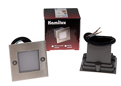 Kamilux 230V Royal LED Wandeinbauleuchte, Stufenbeleuchtung IP54, Treppenlicht, warmweiss von Kamilux