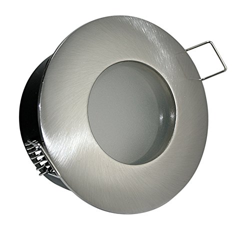 Decken Einbauspots IP65 Aqua Bad & Dusche Feuchtraum Nassraum, eckig oder rund, 12V und 230V für LED oder Halogen Leuchtmittel (rund edelstahl-gebürstet) von Kamilux