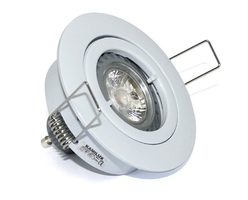 Deckenstrahler Einbauleuchten Einbaustrahler Bajo in chrom, edelstahl-gebürstet oder weiss, Downlights 230V GU10 Sockel (weiss) von Kamilux