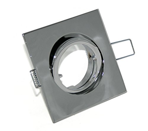 Kamilux 10er Set Decken Einbaustrahler Sam für 230Volt Farbe: Chrom (ohne Leuchtmittel) inkl. 230Volt GU10 Fassung.Spot Eckig für Lochausschnitte von 68-76 mm von Kamilux