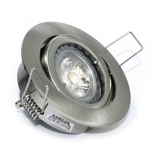 Kamilux 10er Set Einbaustrahler/Spot Bajo in Edelstahl-gebürstet, Halogen oder LED geeignet, inkl. GU10 Fassung 230V, auch für MR16 Fassung 12Volt geeignet, ohne Leuchtmittel von Kamilux