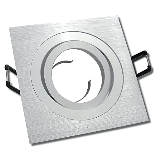 Kamilux 1er Set LED o. Halogen Einbaustrahler Hajo für 12Volt Aluminium gebürstet (ohne Leuchtmittel) inkl. MR16 Fassung. Spot Eckig für Lochausschnitte von 80-85mm von Kamilux