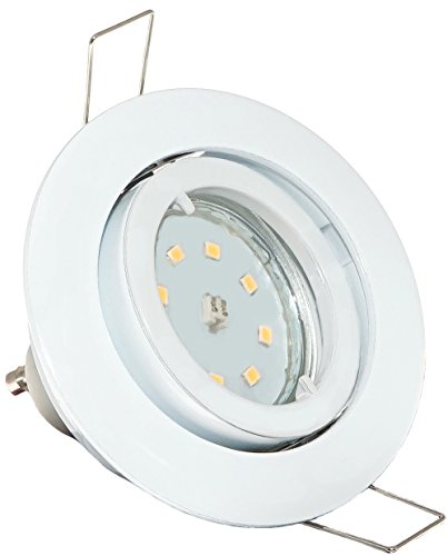 Kamilux 1x LED Einbaustrahler Deckenleuchte Herry/Farbe Weiß/inkl. 230Volt - 5W SMD Leuchtmittel/Modul Dimmbar/Aussen Ø=83mm / Lichtfarbe warmweiß/sehr FLACH 30mm einbautiefe. von Kamilux