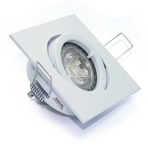 Kamilux 230V LED Decken Einbaustrahler in weiss, eckig quadratisch Quajo inkl. 5W Power LED Leuchmittel warmweiss von Kamilux