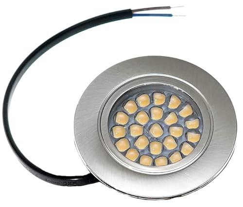 2er Set 230Volt 4Watt LED Möbeleinbauleuchte Lumi Farbe: Edelstahl geb. Lichtfarbe: Neutralweiss von Kamilux