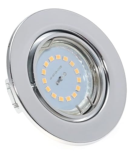 Kamilux 2er Set Decken Einbauleuchte Alva/Farbe Chrom/inkl. 230Volt - 5 Watt SMD Leuchtmittel/Modul/Aussen Ø=87mm / Lichtfarbe Neutralweiß/sehr FLACH 30mm einbautiefe. von Kamilux