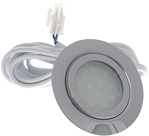 Kamilux 2er Set LED Möbeleinbauleuchte Luisa 12Volt 2,4Watt inkl. Anschlusskabel mit Stecker Farbe: Chrom Lichtfarbe: Neutralweiss von Kamilux