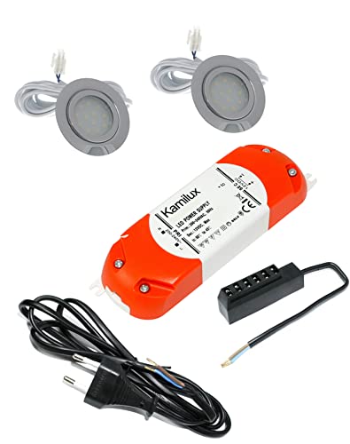 Kamilux 2er Set LED Möbeleinbaustrahler Luisa 12Volt 2,4Watt inkl. Anschlusskabel mit Stecker Farbe: Chrom Lichtfarbe: Neutralweiss inkl. Trafo und 230V Zuleitung Kamilux 2er Set LED Möbeleinbaustrahler Luisa 12Volt 2,4Watt inkl. Anschlusskabel mit Stecker Farbe: Chrom Lichtfarbe: Neutralweiss inkl. Trafo und 230V Zuleitung von Kamilux