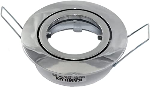 Kamilux 2er Set LED o. Halogen Einbaustrahler Lino für 12Volt Farbe: Chrom (ohne Leuchtmittel) inkl. 12Volt MR16 Fassung.Spot Rund für Lochausschnitte von 68-76 mm von Kamilux