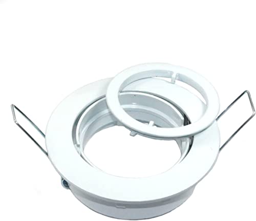 Kamilux 2er Set LED o. Halogen Einbaustrahler Lino für 12Volt Farbe: Weiß (ohne Leuchtmittel) 12Volt MR16 Fassung.Spot Rund für Lochausschnitte von 68-76 mm von Kamilux