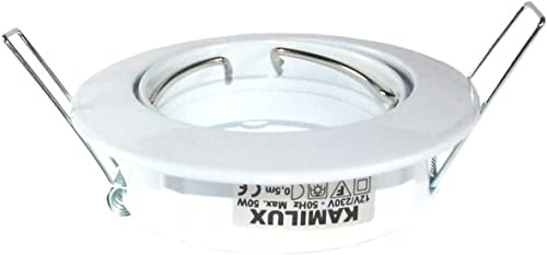 Kamilux 3er Set Einbaustrahler Herry 12Volt Farbe: Weiß (ohne Leuchtmittel) inkl. 12Volt MR16 Fassung.Spot Rund für Lochausschnitte von 68-76 mm von Kamilux