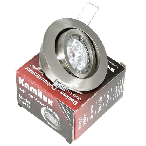 3er Set Power LED Einbauleuchte Bajo 230V GU10 edelstahl-gebürstet + 5W Power LED 5 Watt in warmweiss von Kamilux