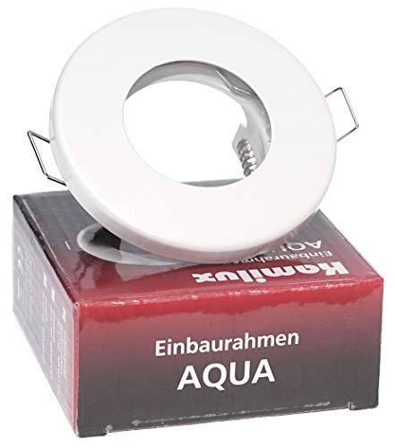 Kamilux Decken Einbauspots IP65 Aqua Bad & Dusche Feuchtraum Nassraum, eckig oder rund, 12V und 230V für LED oder Halogen Leuchtmittel (rund weiss) von Kamilux