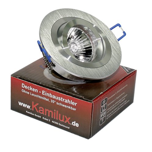 Kamilux Hochwertiger schwenkbarer LED Einbaustrahler, rund & GU10 Fassung inklusive 230V, ohne Leuchtmittel, hochwertiges Aluminium, Einbauspot, Einbauleuchte, Aluminium gebürstet von Kamilux
