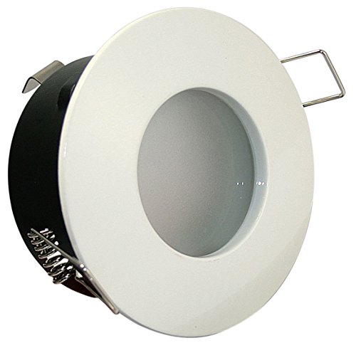 Kamilux LED 5Watt Aqua IP65 Badezimmer Einbaustrahler BAD & DUSCHE Deckenstrahler in weiss + 230V GU10 5W Leuchtmittel = 50W POWER LED warmweiss von Kamilux