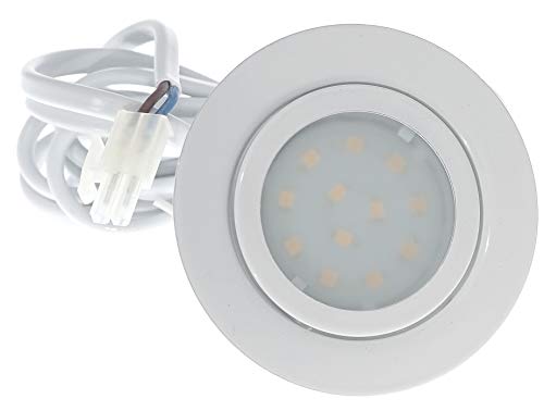 Kamilux LED Möbeleinbauleuchte Luisa 12Volt 2,4Watt inkl. Anschlusskabel mit Stecker Farbe: Weiss Lichtfarbe: Warmweiss von Kamilux