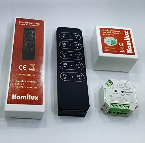 Set Kamilux Super Funk-LED Dimmer inkl. Funk-Fernbedienung max.400 Watt 8-230Volt Steuerspannung für dimmbare LED Leuchtmittel von Kamilux