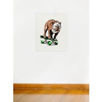 Bulldogge Auf Einem Skateboard Print - Illustration Poster von KaminTersieff