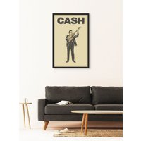 Mann in Schwarz Print - Johnny Cash Illustration Poster von KaminTersieff