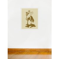 Ramblin' Surf Cowboy Print - Braun Illustration Poster von KaminTersieff