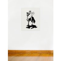 Ramblin' Surf Cowboy Print - Schwarz Illustration Poster von KaminTersieff