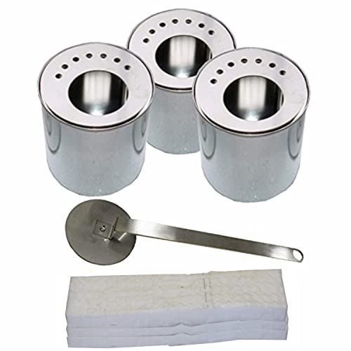 Kaminbau Mierzwa ( df-shopping ) 3 x 0,5 Liter Dosen Weißblech + 3 Edelstahl Sparplatten + 1 Edelstahl Flammenlöscher von Kaminbau Mierzwa