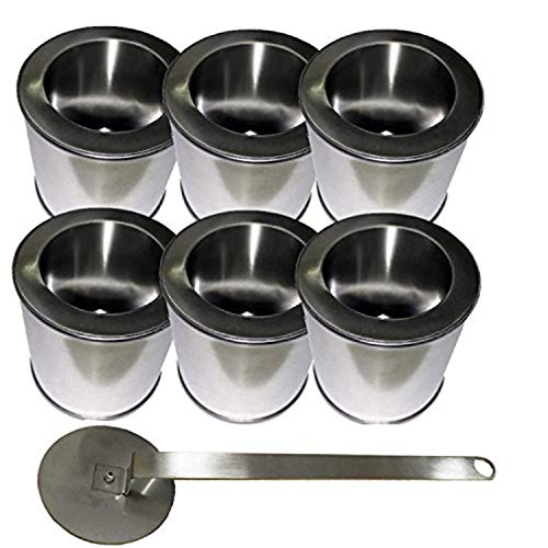 6 Brennstoffdosen aus Weißblech 0,25 Liter Volumen mit 6 Sparplatten aus Edelstahl + 1 Flammenlöscher 6 Brennstoffdosen aus Weißblech 0,25 Liter Volumen mit 6 Sparplatten aus Edelstahl + 1 Flammenlöscher von Kaminbau Mierzwa