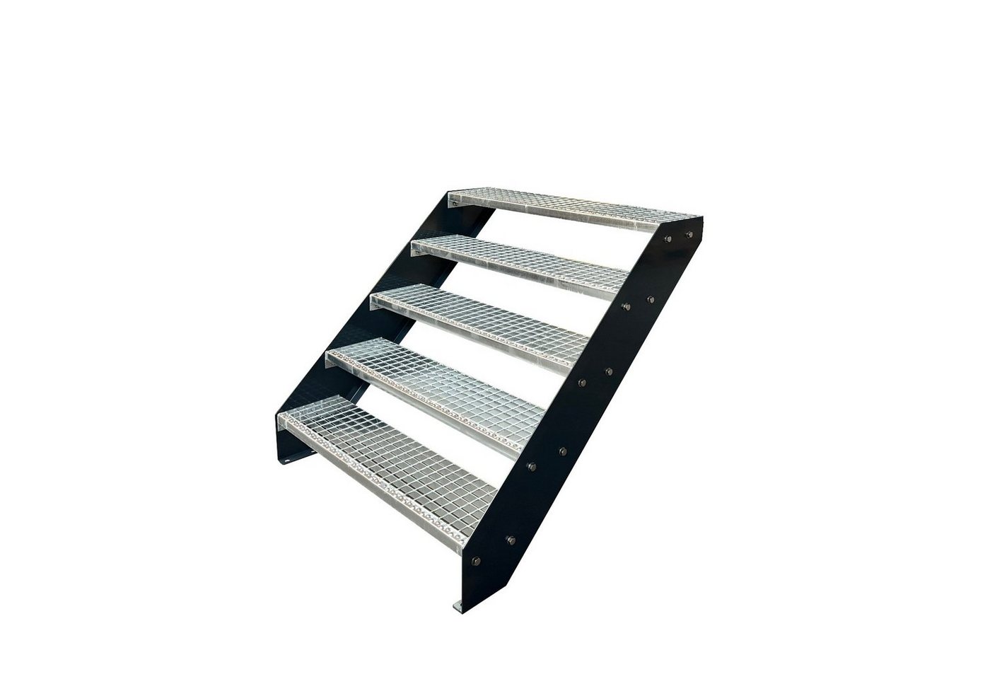 Kaminbau Mierzwa Außentreppe Premium Treppe Anthrazit mit und ohne Geländer, für Geschosshöhen bis 95.00 cm, Stufen Gitterroststufen nach DIN 24531, (Höhe 95 cm, Stufenbreite und Geländerart wählbar), Gartentreppe Stahltreppe Wetterfest Rostfrei Feuer-Verzinkt Rutschfest Kaminbau Mierzwa Außentreppe Premium Treppe Anthrazit mit und ohne Geländer, für Geschosshöhen bis 95.00 cm, Stufen Gitterroststufen nach DIN 24531, (Höhe 95 cm, Stufenbreite und Geländerart wählbar), Gartentreppe Stahltreppe Wetterfest Rostfrei Feuer-Verzinkt Rutschfest von Kaminbau Mierzwa