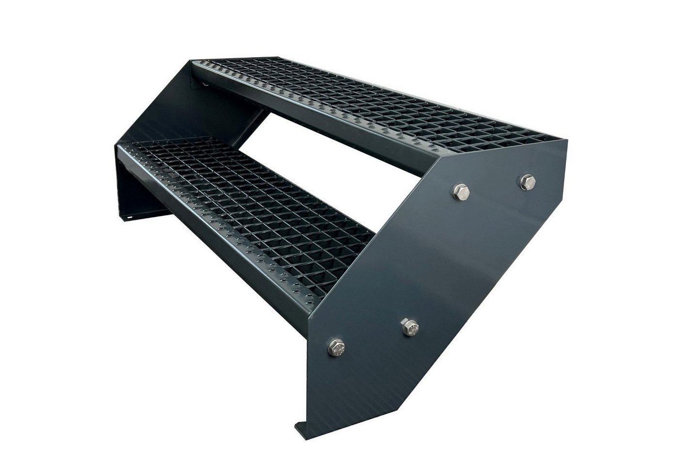 Kaminbau Mierzwa Außentreppe Premium Treppe Komplett Anthrazit Höhe Verstellbar, für Geschosshöhen bis 38 cm, Stufen Gitterroststufen nach DIN 24531, (Höhe 38 cm, Breite wählbar aus 60, 80, 100, 120, 140 cm), Gartentreppe Stahltreppe Wetterfest Rostfrei Feuer-Verzinkt Rutschfest Kaminbau Mierzwa Außentreppe Premium Treppe Komplett Anthrazit Höhe Verstellbar, für Geschosshöhen bis 38 cm, Stufen Gitterroststufen nach DIN 24531, (Höhe 38 cm, Breite wählbar aus 60, 80, 100, 120, 140 cm), Gartentreppe Stahltreppe Wetterfest Rostfrei Feuer-Verzinkt Rutschfest von Kaminbau Mierzwa