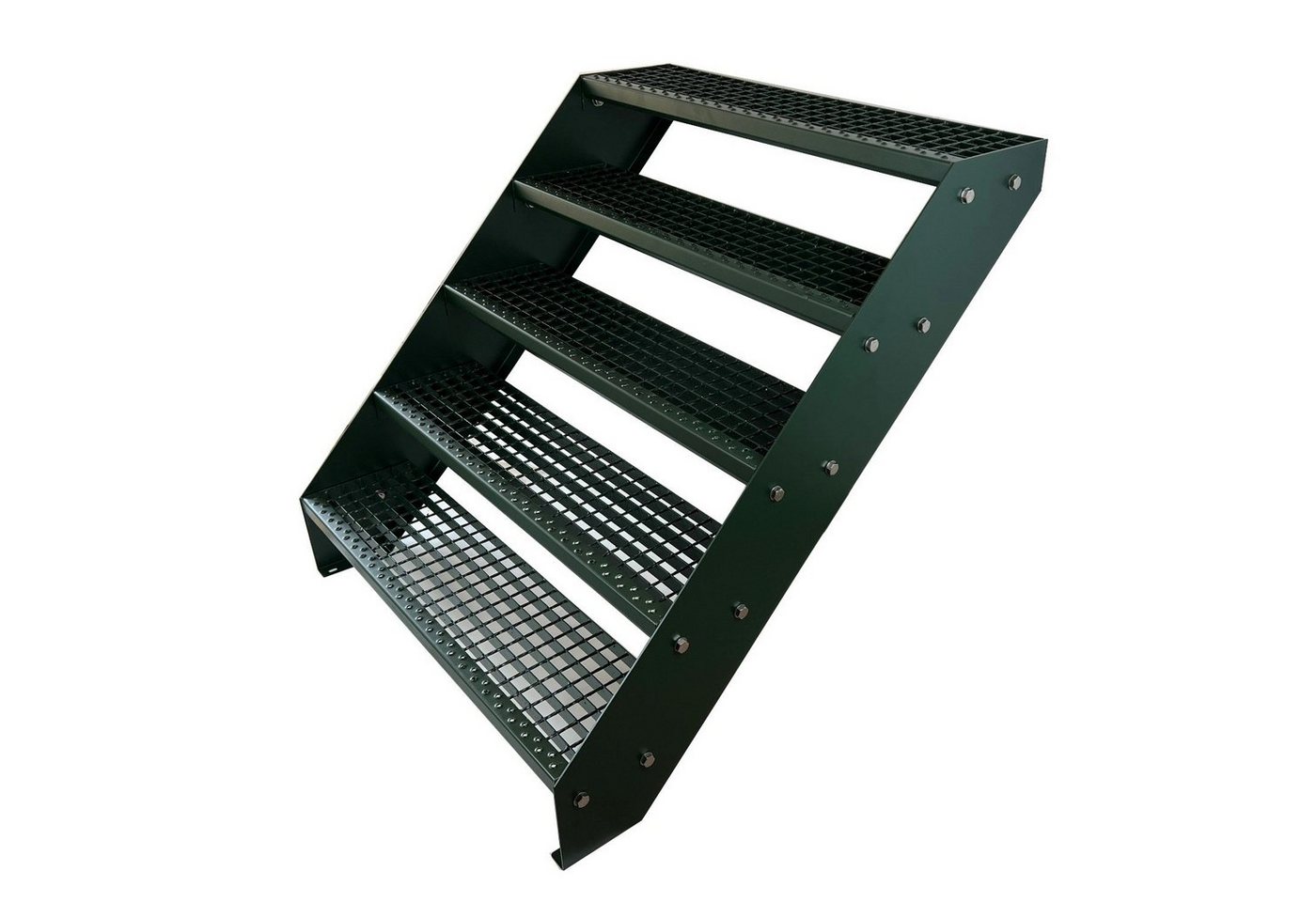 Kaminbau Mierzwa Außentreppe Premium Treppe Komplett Grün Höhe Verstellbar, für Geschosshöhen bis 95 cm, Stufen Gitterroststufen nach DIN 24531, (Höhe 38 cm, Breite wählbar aus 60, 80, 100, 120, 140 cm), Gartentreppe Stahltreppe Wetterfest Rostfrei Feuer-Verzinkt Rutschfest Kaminbau Mierzwa Außentreppe Premium Treppe Komplett Grün Höhe Verstellbar, für Geschosshöhen bis 95 cm, Stufen Gitterroststufen nach DIN 24531, (Höhe 38 cm, Breite wählbar aus 60, 80, 100, 120, 140 cm), Gartentreppe Stahltreppe Wetterfest Rostfrei Feuer-Verzinkt Rutschfest von Kaminbau Mierzwa