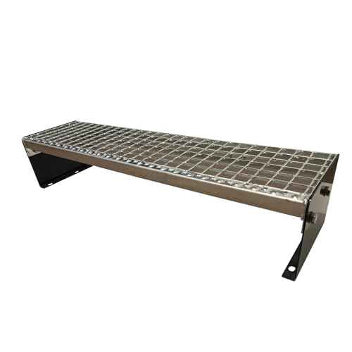 Kaminbau Mierzwa Premium Stahl Treppe Freistehend Wangen Anthrazit / 1 Stufe verzinkt (Breite 1200 mm) (Höhe 20 cm) Wetterfest Gitterroststufe Gartentreppe von Kaminbau Mierzwa