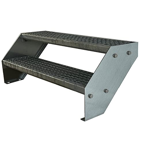 Kaminbau Mierzwa Premium Stahl Treppe Verzinkt 2 Stufen (Breite 100 cm) (Höhe 38 cm) Wetterfest Gitterroststufe Gartentreppe von Kaminbau Mierzwa