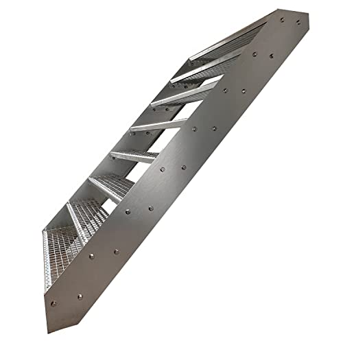 Kaminbau Mierzwa Premium Stahl Treppe Verzinkt 8 Stufen (Breite 60 cm) (Höhe 152 cm) Wetterfest Gitterroststufe Gartentreppe von Kaminbau Mierzwa