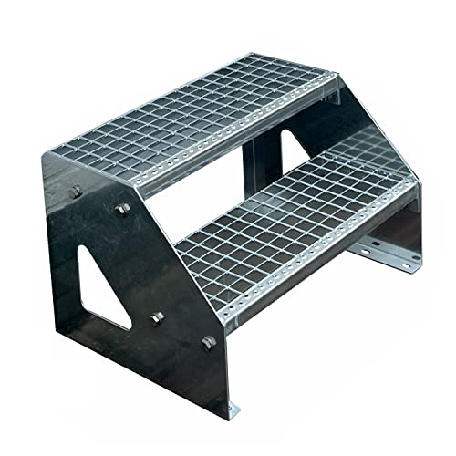 Kaminbau Mierzwa Premium Treppe Freistehend 2 Stufen (Breite 1200 mm) (Höhe 38cm) Wetterfest Gitterroststufe Gartentreppe von Kaminbau Mierzwa