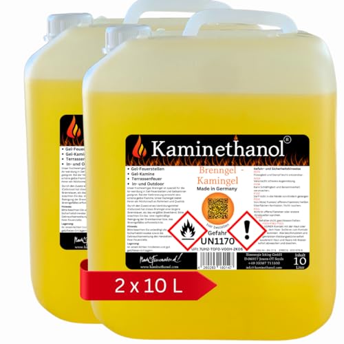 20 Liter Brenngel Kamin 2 x 10 L Gel Brennstoff Kanister Gelkamin Bioethanol von Kaminethanol