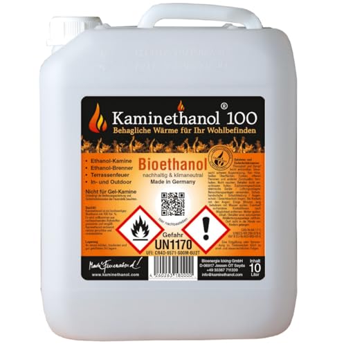 Kaminethanol Icking 10 Liter Bioethanol 100% (1 x 10 L) Premium Qualität - direkt vom Hersteller für Ethanol Kamine, Alkohol-Brenner, Terrasenfeuer, Raumfeuer und Gartenfackeln von Kaminethanol