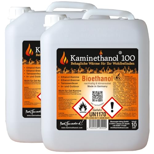 Kaminethanol Icking 20 Liter Bioethanol 100% (2 x 10 L) Premium Qualität - direkt vom Hersteller für Ethanol Kamine, Alkohol-Brenner, Terrasenfeuer, Raumfeuer und Gartenfackeln von Kaminethanol