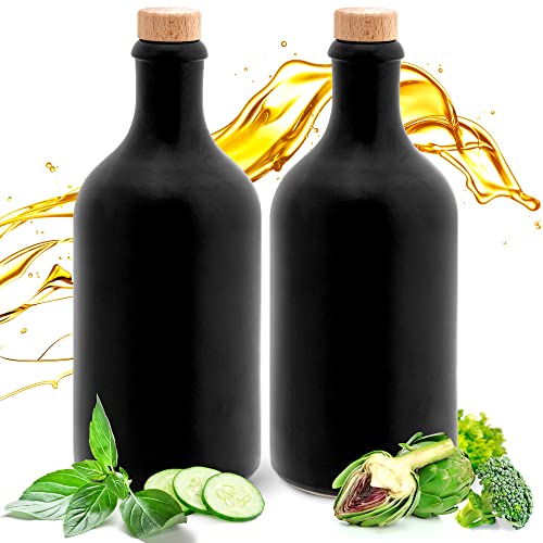 Kaminfix Essig & Öl Spender - Flasche mit Ausgießer, 2er Geschenkeset für Feinschmecker Handgefertigt und Einzigartig im Design Made in Germany Authentisch chic und zeitlos (2x 500ml, schwarz) von Kaminfix